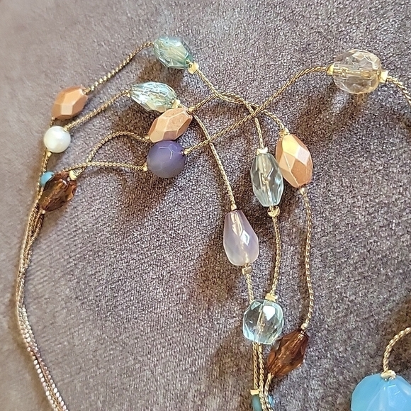 Twisted Chain Beaded Illusion Layered Station Torsade Necklace - Picture 7 of 9